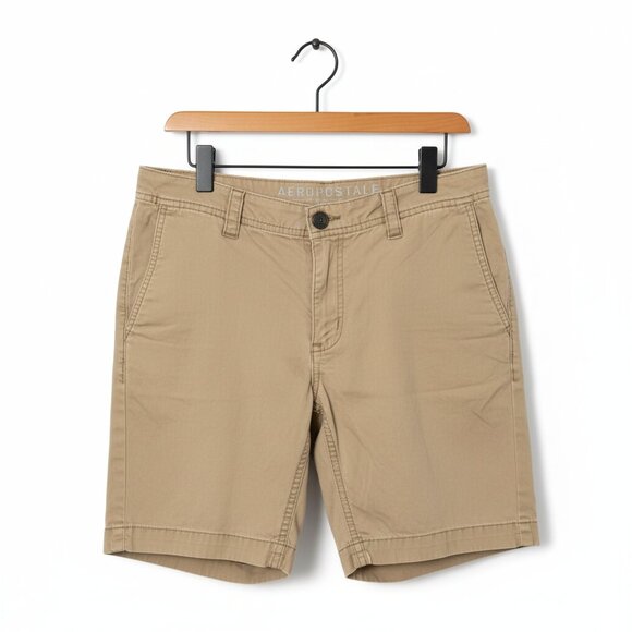 Aeropostale Shorts Mens 32 Beige Flat Front Stretch Casual Outdoor Regular Fit - Picture 1 of 7